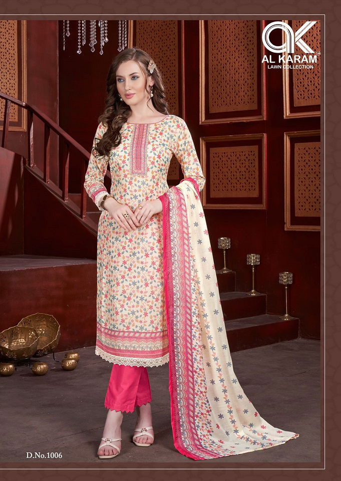 Shabnam Vol 1 By Al karam Soft Cotton Printed Dress Material Wholesale Market In Surat
